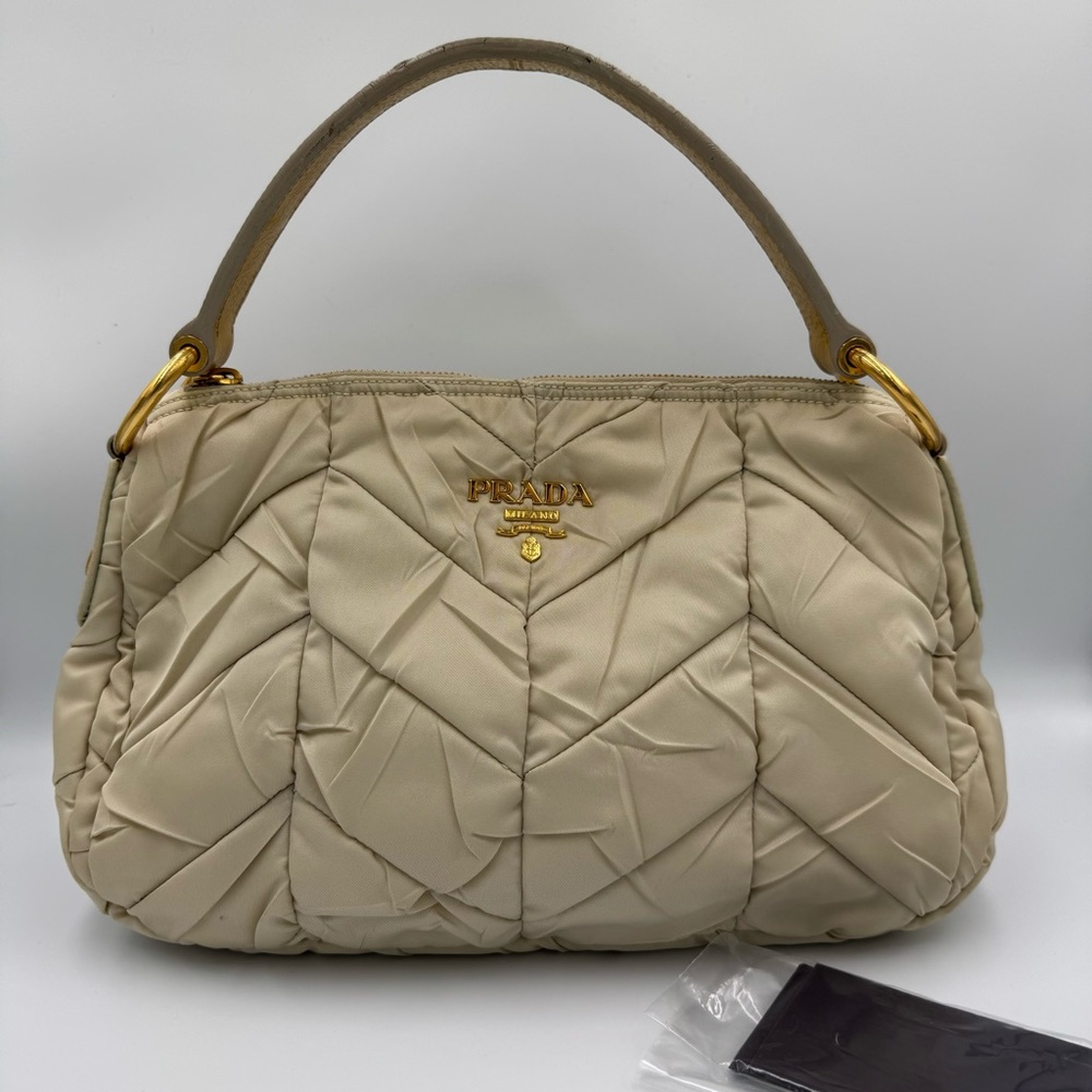 Prada Nylon Chevron Quilted Hobo Bag